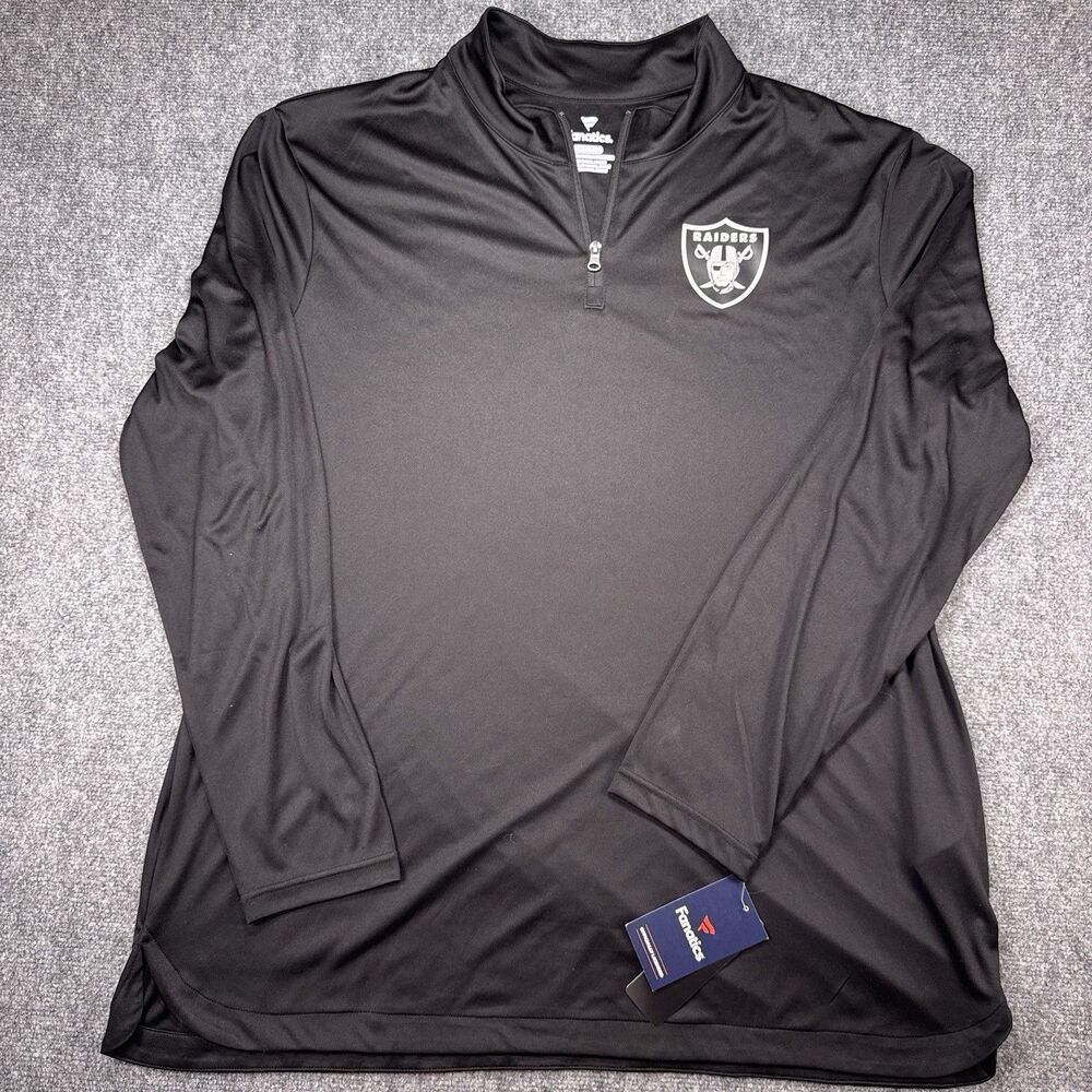NWT Las Vegas Raiders Pullover Men 3XL Fanatics 1/4 Zip Activewear Top NFL - Picture 3 of 7